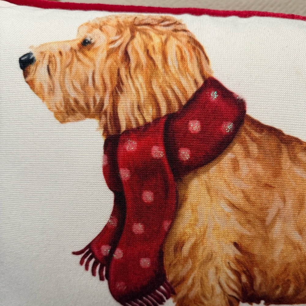 Martha Stewart Doodle Red Scarf Christmas Throw Pillow